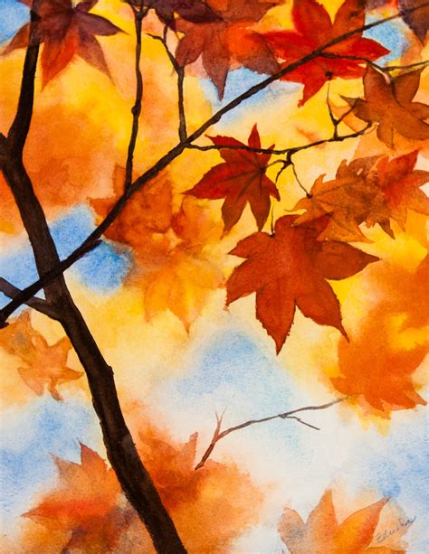 easy autumn paintings|realistic autumn painting.